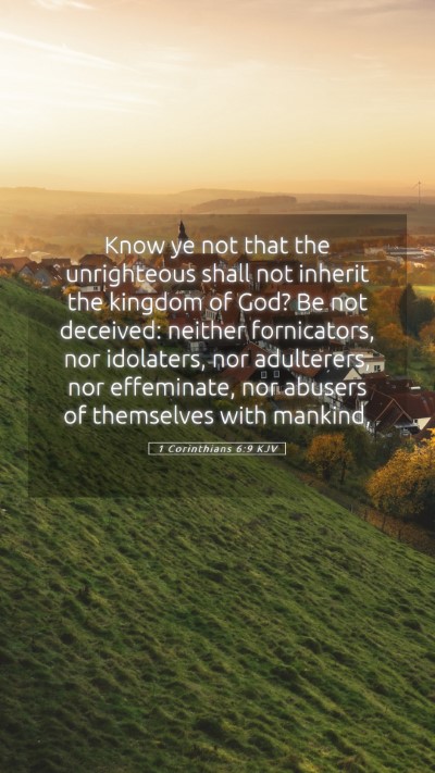 Picture 05 - 1 Corinthians 6:9 KJV Mobile Phone Wallpaper - Know ye not that the unrighteous shall not - Mobile Bible Verse Wallpaper