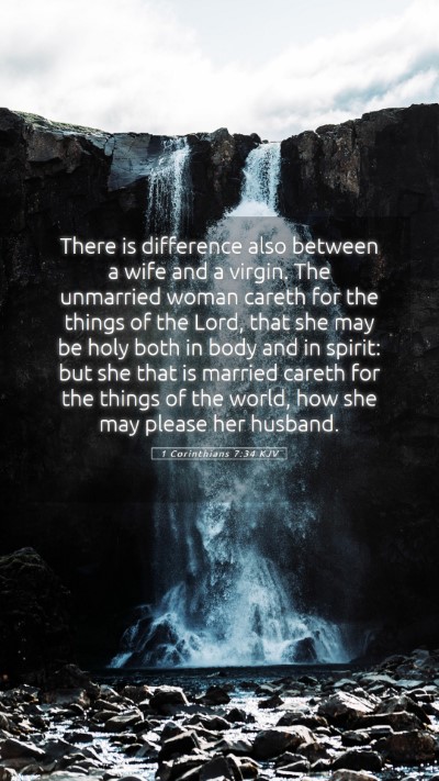Picture 05 - 1 Corinthians 7:34 KJV Mobile Phone Wallpaper - There is difference also between a wife and a - Mobile Bible Verse Wallpaper