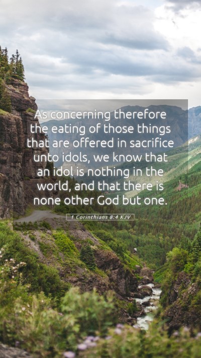 Picture 05 - 1 Corinthians 8:4 KJV Mobile Phone Wallpaper - As concerning therefore the eating of those - Mobile Bible Verse Wallpaper