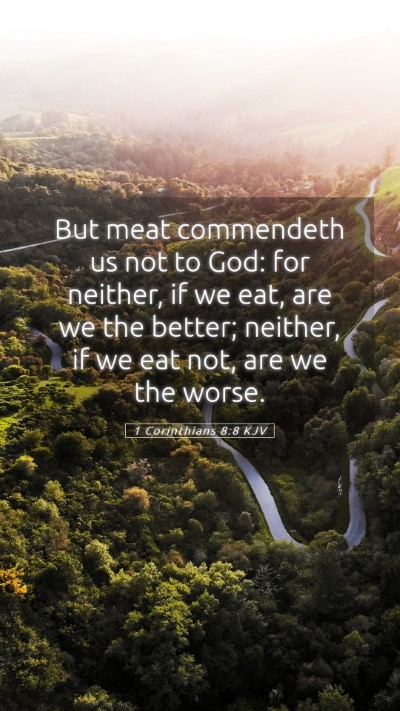 Picture 05 - 1 Corinthians 8:8 KJV Mobile Phone Wallpaper - But meat commendeth us not to God: for neither, - Mobile Bible Verse Wallpaper