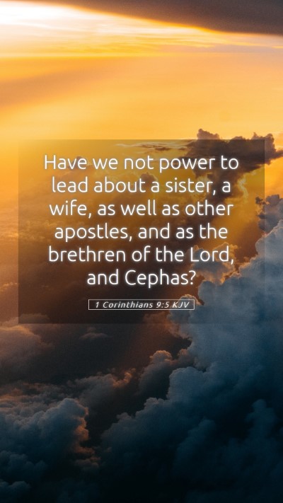 Picture 05 - 1 Corinthians 9:5 KJV Mobile Phone Wallpaper - Have we not power to lead about a sister, a wife, - Mobile Bible Verse Wallpaper
