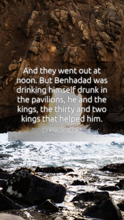 Picture 05 - 1 Kings 20:16 KJV Mobile Phone Wallpaper - And they went out at noon. But Benhadad was - Mobile Bible Verse Wallpaper