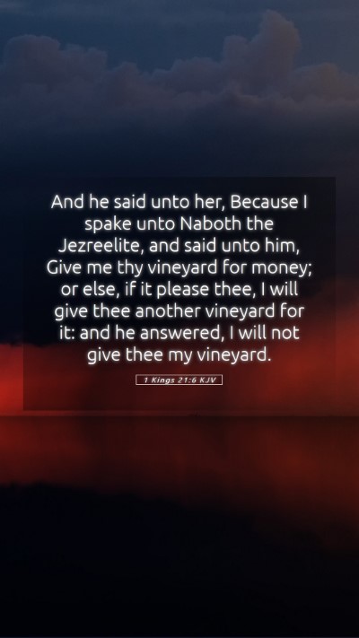 Picture 05 - 1 Kings 21:6 KJV Mobile Phone Wallpaper - And he said unto her, Because I spake unto Naboth - Mobile Bible Verse Wallpaper