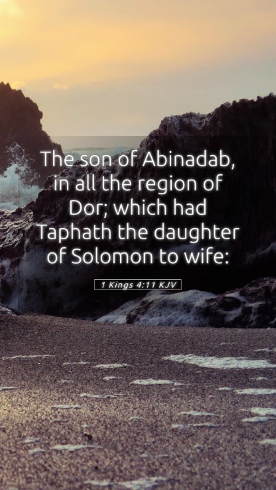 Picture 05 - 1 Kings 4:11 KJV Mobile Phone Wallpaper - The son of Abinadab, in all the region of Dor; - Mobile Bible Verse Wallpaper