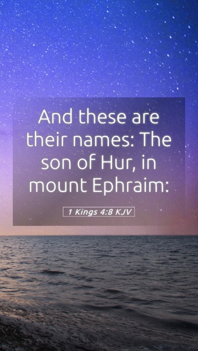 Picture 05 - 1 Kings 4:8 KJV Mobile Phone Wallpaper - And these are their names: The son of Hur, in - Mobile Bible Verse Wallpaper