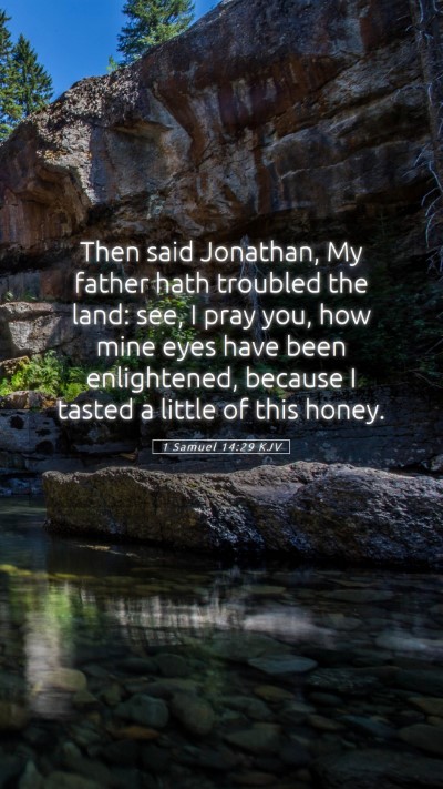 Picture 05 - 1 Samuel 14:29 KJV Mobile Phone Wallpaper - Then said Jonathan, My father hath troubled the - Mobile Bible Verse Wallpaper