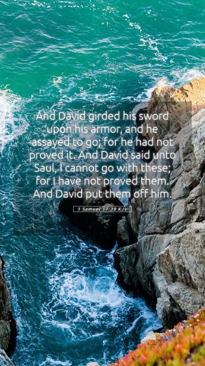 Picture 05 - 1 Samuel 17:39 KJV Mobile Phone Wallpaper - And David girded his sword upon his armor, and he - Mobile Bible Verse Wallpaper