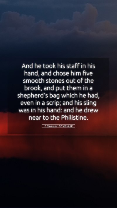 Picture 05 - 1 Samuel 17:40 KJV Mobile Phone Wallpaper - And he took his staff in his hand, and chose him - Mobile Bible Verse Wallpaper