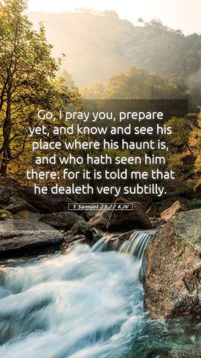 Picture 05 - 1 Samuel 23:22 KJV Mobile Phone Wallpaper - Go, I pray you, prepare yet, and know and see his - Mobile Bible Verse Wallpaper