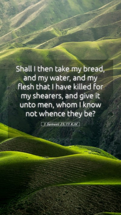 Picture 05 - 1 Samuel 25:11 KJV Mobile Phone Wallpaper - Shall I then take my bread, and my water, and my - Mobile Bible Verse Wallpaper