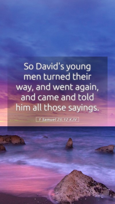 Picture 05 - 1 Samuel 25:12 KJV Mobile Phone Wallpaper - So David's young men turned their way, and went - Mobile Bible Verse Wallpaper