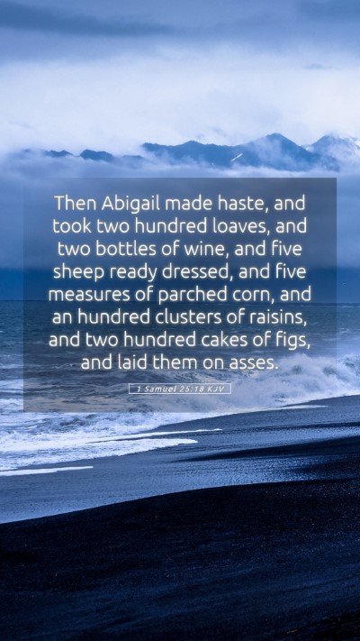 Picture 05 - 1 Samuel 25:18 KJV Mobile Phone Wallpaper - Then Abigail made haste, and took two hundred - Mobile Bible Verse Wallpaper