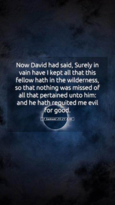 Picture 05 - 1 Samuel 25:21 KJV Mobile Phone Wallpaper - Now David had said, Surely in vain have I kept - Mobile Bible Verse Wallpaper