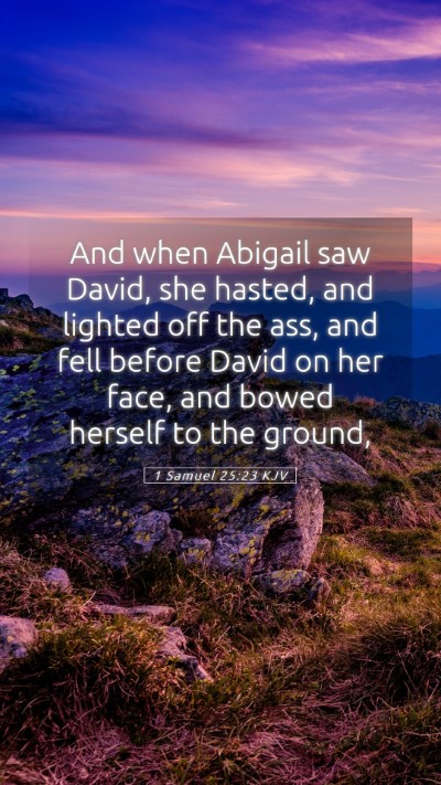 Picture 05 - 1 Samuel 25:23 KJV Mobile Phone Wallpaper - And when Abigail saw David, she hasted, and - Mobile Bible Verse Wallpaper