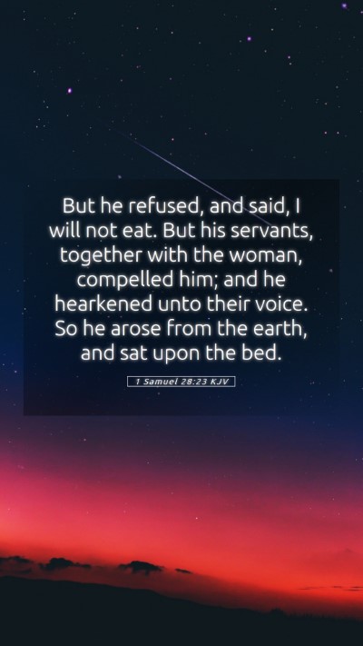 Picture 05 - 1 Samuel 28:23 KJV Mobile Phone Wallpaper - But he refused, and said, I will not eat. But his - Mobile Bible Verse Wallpaper