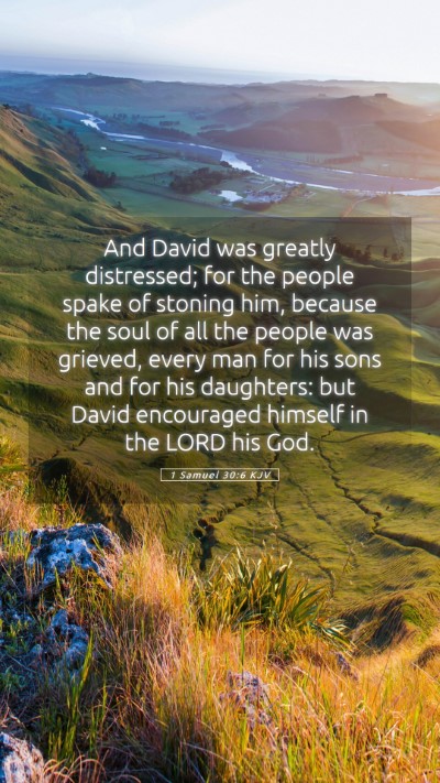 Picture 05 - 1 Samuel 30:6 KJV Mobile Phone Wallpaper - And David was greatly distressed; for the people - Mobile Bible Verse Wallpaper