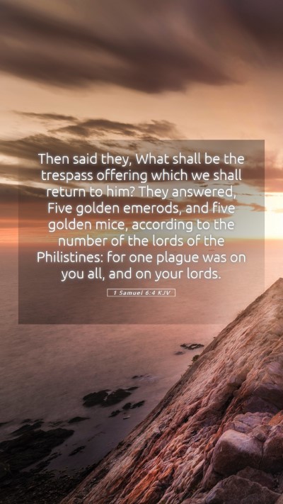 Picture 05 - 1 Samuel 6:4 KJV Mobile Phone Wallpaper - Then said they, What shall be the trespass - Mobile Bible Verse Wallpaper