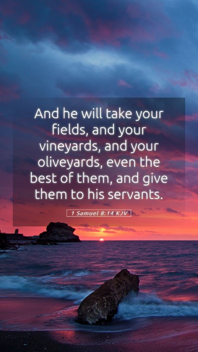 Picture 05 - 1 Samuel 8:14 KJV Mobile Phone Wallpaper - And he will take your fields, and your vineyards, - Mobile Bible Verse Wallpaper