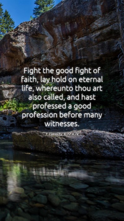 Picture 05 - 1 Timothy 6:12 KJV Mobile Phone Wallpaper - Fight the good fight of faith, lay hold on - Mobile Bible Verse Wallpaper