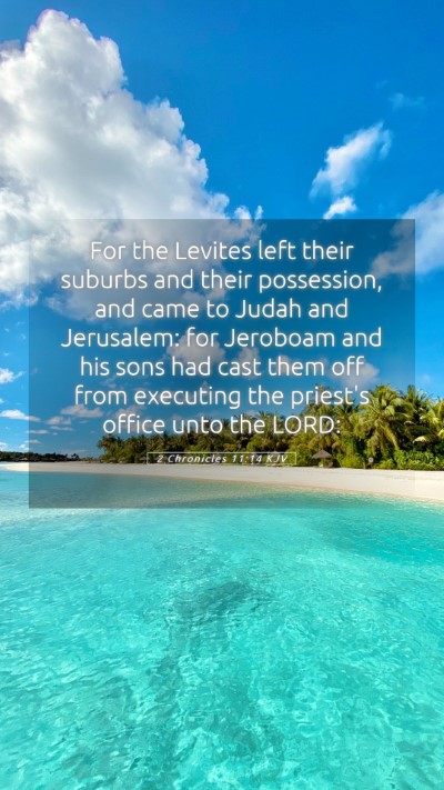 Picture 05 - 2 Chronicles 11:14 KJV Mobile Phone Wallpaper - For the Levites left their suburbs and their - Mobile Bible Verse Wallpaper