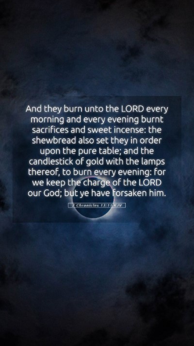 Picture 05 - 2 Chronicles 13:11 KJV Mobile Phone Wallpaper - And they burn unto the LORD every morning and - Mobile Bible Verse Wallpaper