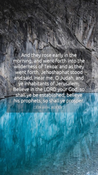 Picture 05 - 2 Chronicles 20:20 KJV Mobile Phone Wallpaper - And they rose early in the morning, and went - Mobile Bible Verse Wallpaper