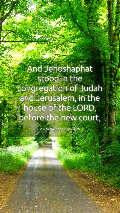 Picture 05 - 2 Chronicles 20:5 KJV Mobile Phone Wallpaper - And Jehoshaphat stood in the congregation of - Mobile Bible Verse Wallpaper