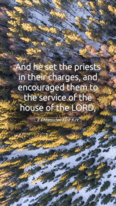 Picture 05 - 2 Chronicles 35:2 KJV Mobile Phone Wallpaper - And he set the priests in their charges, and - Mobile Bible Verse Wallpaper