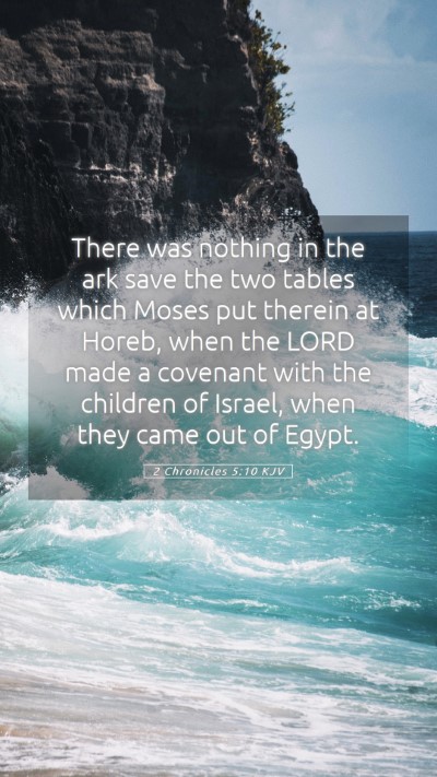 Picture 05 - 2 Chronicles 5:10 KJV Mobile Phone Wallpaper - There was nothing in the ark save the two tables - Mobile Bible Verse Wallpaper