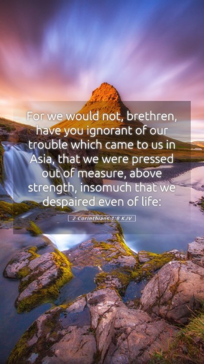Picture 05 - 2 Corinthians 1:8 KJV Mobile Phone Wallpaper - For we would not, brethren, have you ignorant of - Mobile Bible Verse Wallpaper