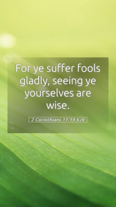 Picture 05 - 2 Corinthians 11:19 KJV Mobile Phone Wallpaper - For ye suffer fools gladly, seeing ye yourselves - Mobile Bible Verse Wallpaper