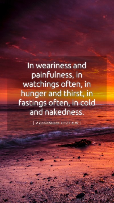 Picture 05 - 2 Corinthians 11:27 KJV Mobile Phone Wallpaper - In weariness and painfulness, in watchings often, - Mobile Bible Verse Wallpaper
