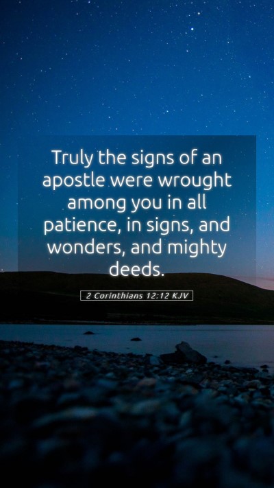 Picture 05 - 2 Corinthians 12:12 KJV Mobile Phone Wallpaper - Truly the signs of an apostle were wrought among - Mobile Bible Verse Wallpaper