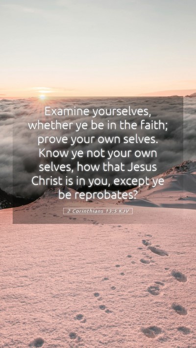 Picture 05 - 2 Corinthians 13:5 KJV Mobile Phone Wallpaper - Examine yourselves, whether ye be in the faith; - Mobile Bible Verse Wallpaper