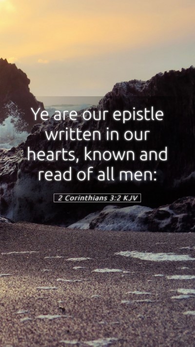 Picture 05 - 2 Corinthians 3:2 KJV Mobile Phone Wallpaper - Ye are our epistle written in our hearts, known - Mobile Bible Verse Wallpaper