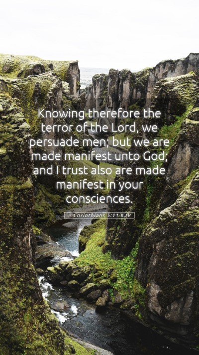 Picture 05 - 2 Corinthians 5:11 KJV Mobile Phone Wallpaper - Knowing therefore the terror of the Lord, we - Mobile Bible Verse Wallpaper