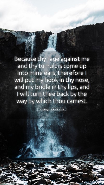 Picture 05 - 2 Kings 19:28 KJV Mobile Phone Wallpaper - Because thy rage against me and thy tumult is - Mobile Bible Verse Wallpaper