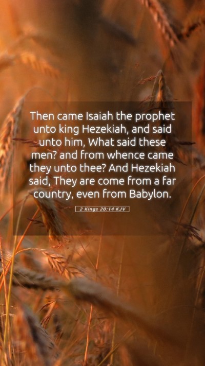 Picture 05 - 2 Kings 20:14 KJV Mobile Phone Wallpaper - Then came Isaiah the prophet unto king Hezekiah, - Mobile Bible Verse Wallpaper
