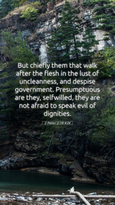 Picture 05 - 2 Peter 2:10 KJV Mobile Phone Wallpaper - But chiefly them that walk after the flesh in the - Mobile Bible Verse Wallpaper