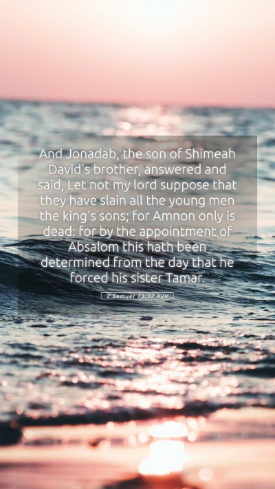 Picture 05 - 2 Samuel 13:32 KJV Mobile Phone Wallpaper - And Jonadab, the son of Shimeah David's brother, - Mobile Bible Verse Wallpaper