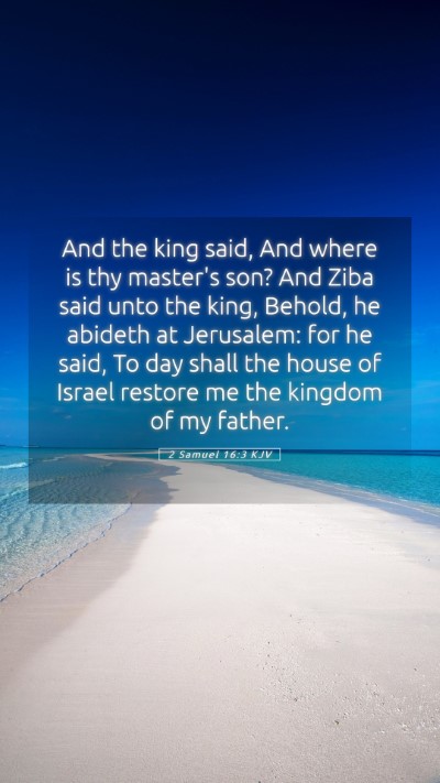 Picture 05 - 2 Samuel 16:3 KJV Mobile Phone Wallpaper - And the king said, And where is thy master's son? - Mobile Bible Verse Wallpaper