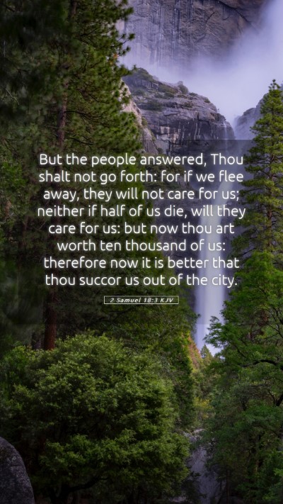Picture 05 - 2 Samuel 18:3 KJV Mobile Phone Wallpaper - But the people answered, Thou shalt not go forth: - Mobile Bible Verse Wallpaper
