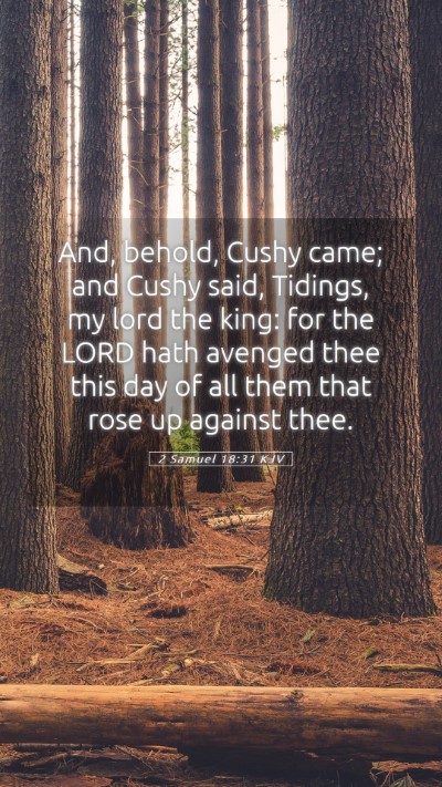Picture 05 - 2 Samuel 18:31 KJV Mobile Phone Wallpaper - And, behold, Cushy came; and Cushy said, Tidings, - Mobile Bible Verse Wallpaper
