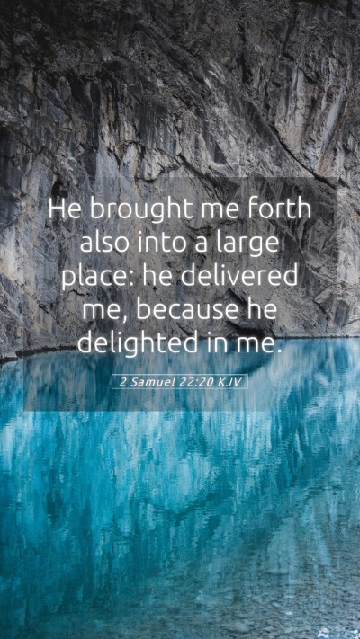 Picture 05 - 2 Samuel 22:20 KJV Mobile Phone Wallpaper - He brought me forth also into a large place: he - Mobile Bible Verse Wallpaper