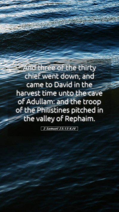 Picture 05 - 2 Samuel 23:13 KJV Mobile Phone Wallpaper - And three of the thirty chief went down, and came - Mobile Bible Verse Wallpaper