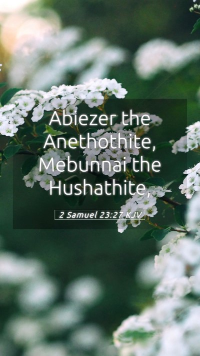 Picture 05 - 2 Samuel 23:27 KJV Mobile Phone Wallpaper - Abiezer the Anethothite, Mebunnai the - Mobile Bible Verse Wallpaper