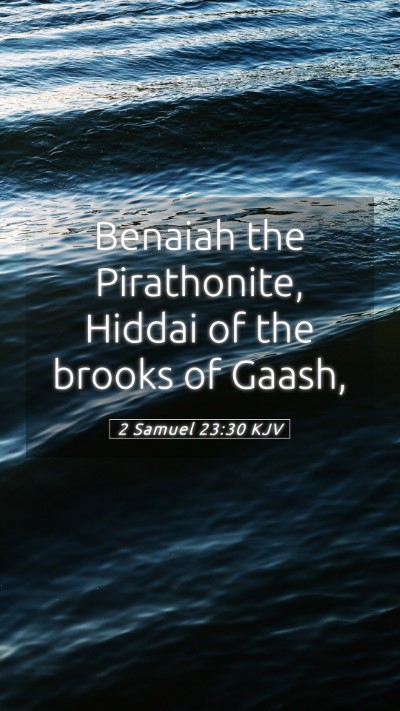 Picture 05 - 2 Samuel 23:30 KJV Mobile Phone Wallpaper - Benaiah the Pirathonite, Hiddai of the brooks of - Mobile Bible Verse Wallpaper