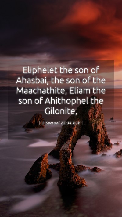 Picture 05 - 2 Samuel 23:34 KJV Mobile Phone Wallpaper - Eliphelet the son of Ahasbai, the son of the - Mobile Bible Verse Wallpaper