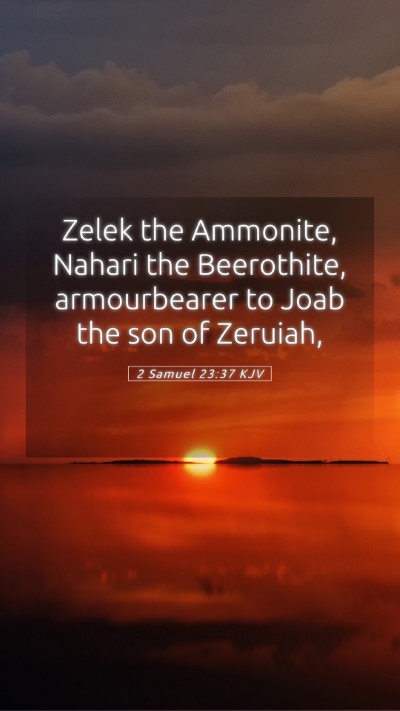 Picture 05 - 2 Samuel 23:37 KJV Mobile Phone Wallpaper - Zelek the Ammonite, Nahari the Beerothite, - Mobile Bible Verse Wallpaper