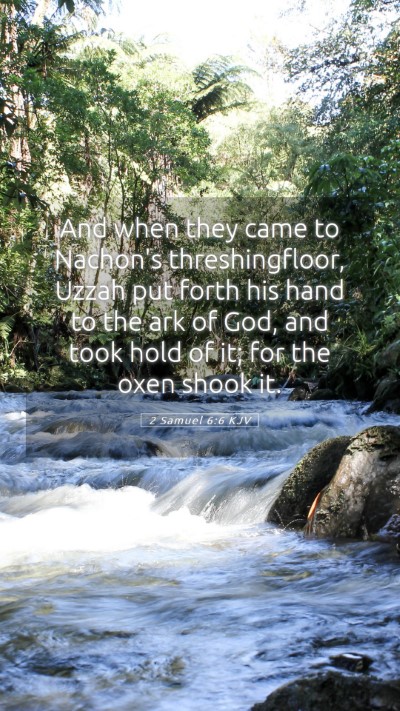 Picture 05 - 2 Samuel 6:6 KJV Mobile Phone Wallpaper - And when they came to Nachon's threshingfloor, - Mobile Bible Verse Wallpaper